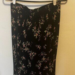 American Eagle Black Floral high-low maxi skirt